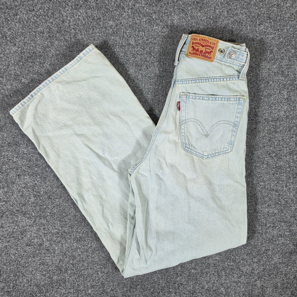 Levis Cinch Baggy High Rise Wide Leg Jeans Light Wash Blue Women Size 25